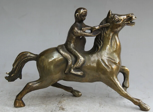 

JP S0524 12" Chinese Copper Folk running Horse Immediately seal Monkey sculpture Statue