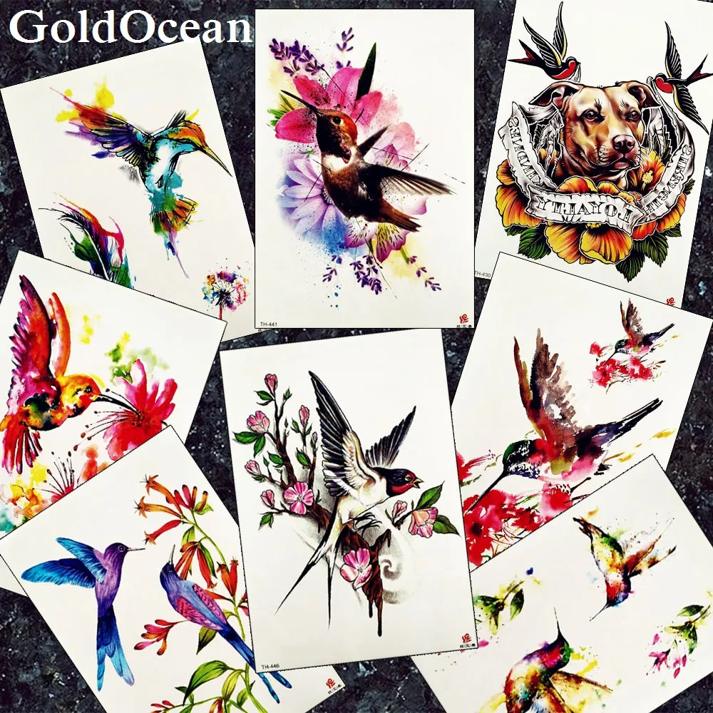 

Flash Birds Hummingbird Tattoo Stickers Women Chest Swallow Neck Fake Tattoos Temporary Girls Arm Flower Waterproof Tatoos Paste