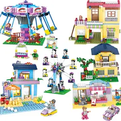 Звезда Цзе девушка мечта город парк развлечений модель колесного обозрения строительные блоки комплект Кирпичи игрушки для детей