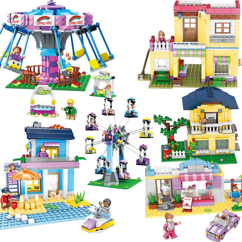 

Jie Star Girl Dream Town Amusement Park Ferris Wheel Model Building Blocks kit Bricks Educational Toys for Children Gift