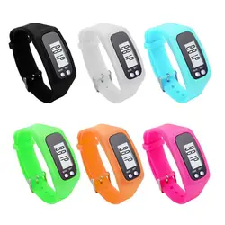 Универсальный 6 цветов цифровой ЖК-дисплей шагомер часы шаг шагомера силиконовые часы модный браслет калорий прогулки Couter