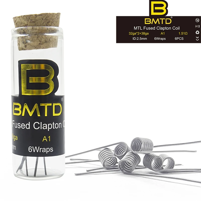 BMTD MTL Clapton Плавленая катушка Clapton A1 SS316 Ni80 готовые катушки для DIY MTL Vaper RDA RTA танк-атомайзеры с высоким сопротивлением