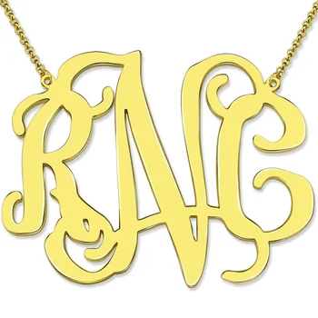 

AILIN XXL 2 Inch Celebrity Monogram Necklace Gold Color Personalized Large Size Monogram Statement Jewelry Mother's Day Gift