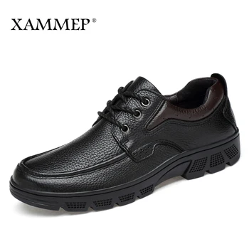 

Genuine Leather Men Shoes Casual Shoes Brand Winter Boots For Men Winter Shoes Flats Warm Plush Spring Autumn Big Size Xammep