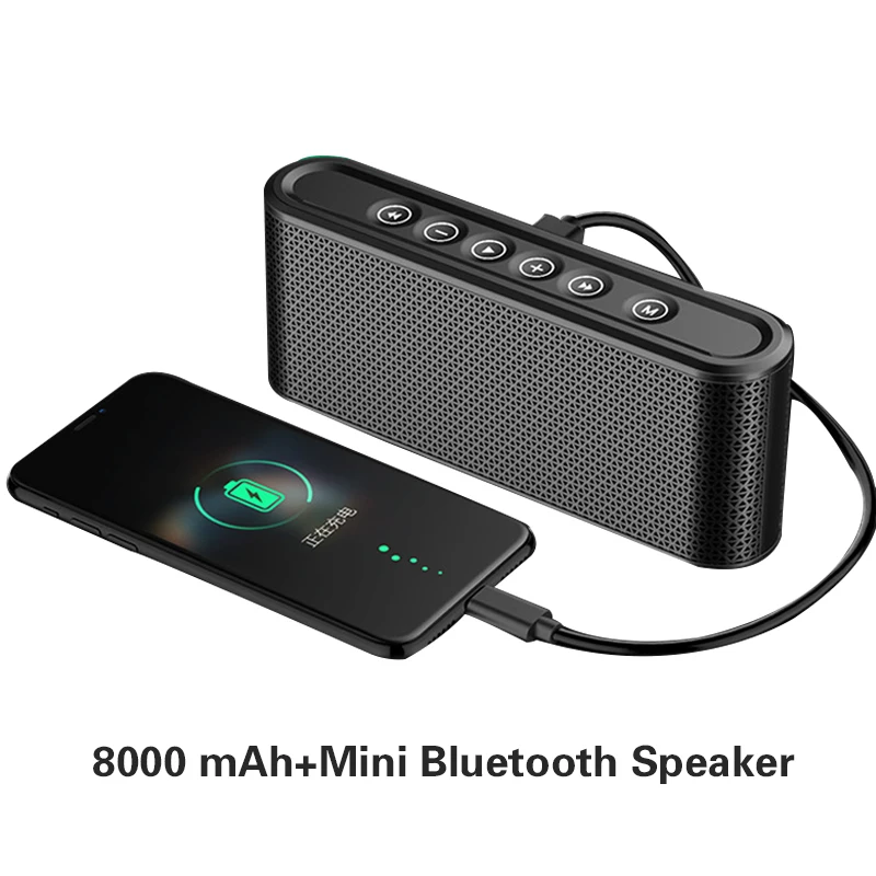 

Portable Usb Power Bank 10000 MAh Charger External Power Battery Fast Charging + Mini Bluetooth Speaker Two In One Power