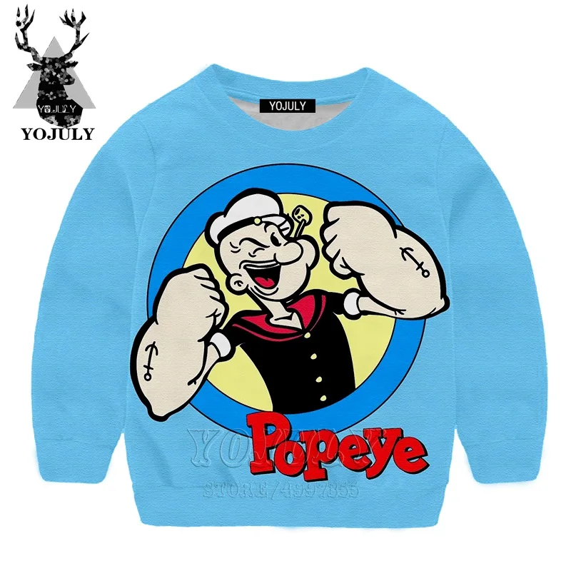 

YOJULY POPEYE Anime Harajuku 3D print baby Boys Girls Teens Sweatshirt Kawaii Kids Clothes Fashion long Sleeve Modis tees SW52