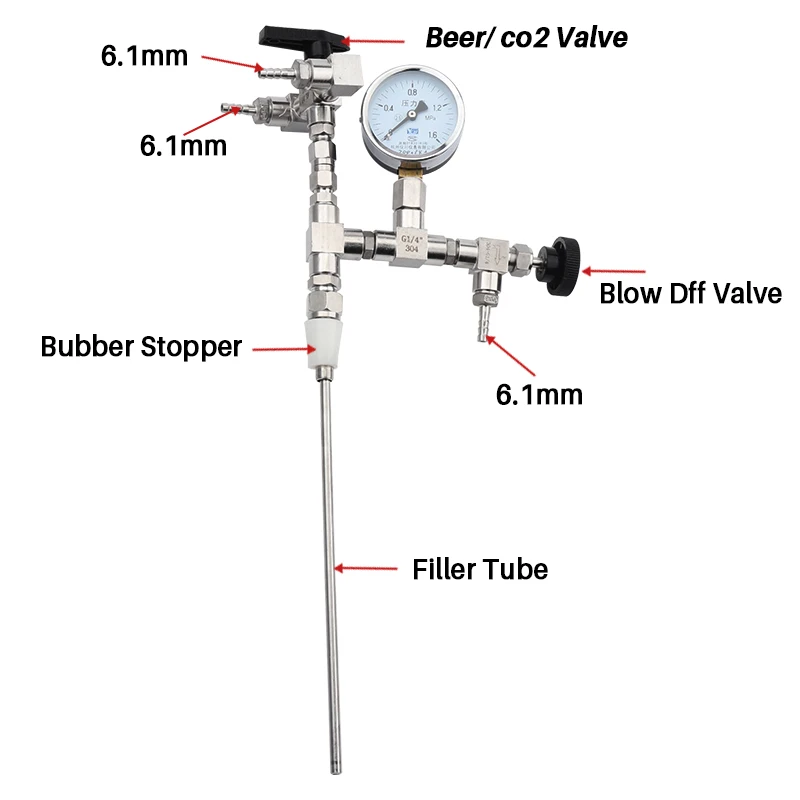 Нержавеющая сталь homebrew счетчик давление бутылка пива наполнитель CO2 с регулятором манометра