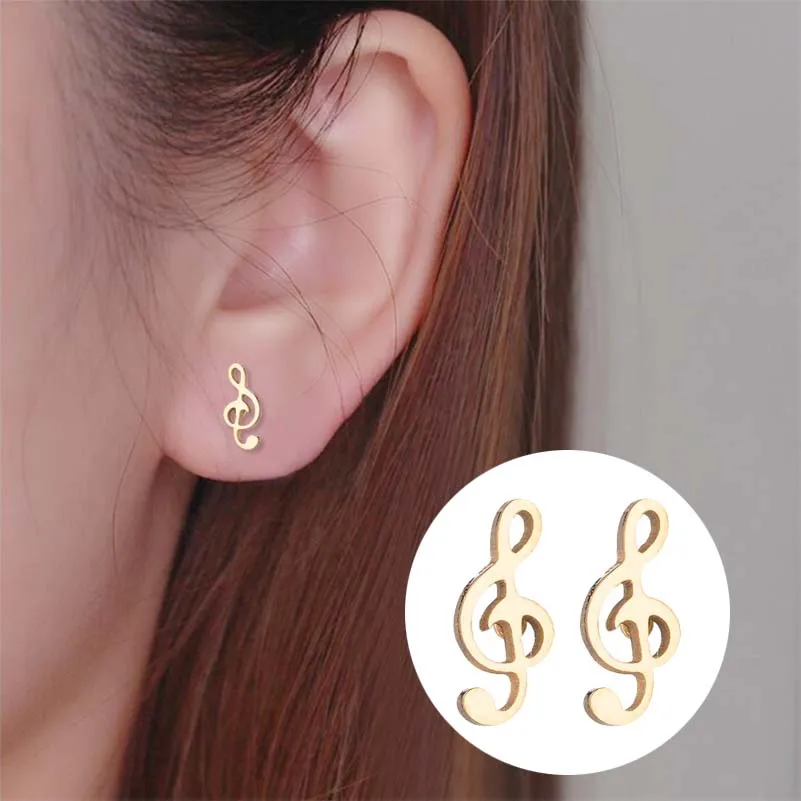 Oly2u Punk Night Bar Wine Cup&Music Note Earings Stainless Steel Funny Game Pad Studs Earrings for Women Kids Accessories