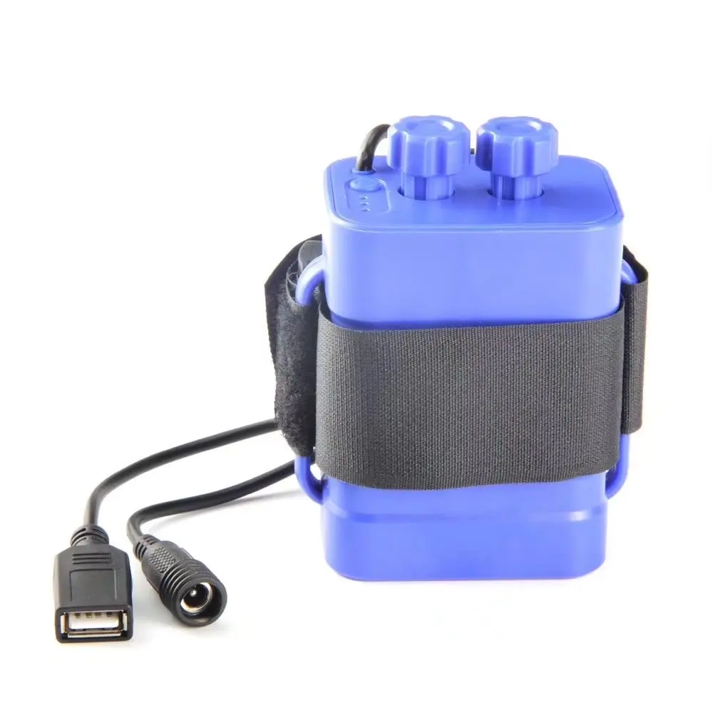 DC 8,4 V USB 5V 6x18650 водостойкий Аккумуляторный блок, чехол для дома, чехол для велосипеда, головной светильник, велосипедный светильник, лампа и телефон - Цвет: Blue