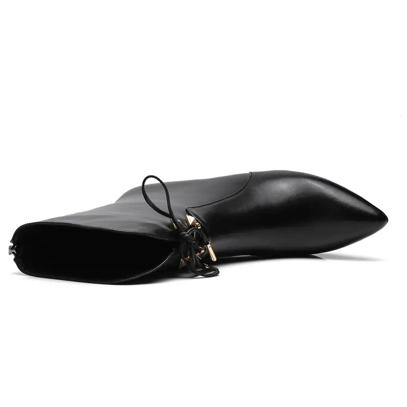 MORAZORA/ г. молния с острым носком натуральная кожа элегантные ботинки на тонком каблуке женские ботинки модная обувь на высоком каблуке сапоги размеры 33–43