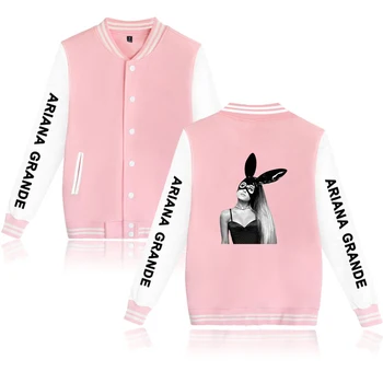 

Ariana Grande V-neck Baseball Jacket New Fashion Printed Harajuku Fashion High Quality Keep Warm Jacket Plus Size