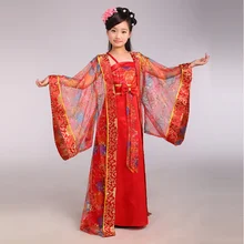 Niños Traje Tradicional Chino de La Muchacha Princesa Real Vestido de la Danza Niños Dinastía Tang Ropa de Baile Hanfu Antiguo Traje 89