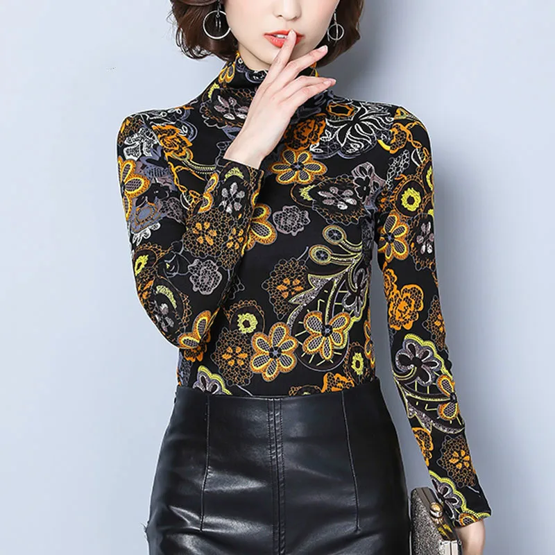 Для женщин s Топы и блузки рубашки Blusas Mujer De Moda 2021 с высоким плотно облегающим шею