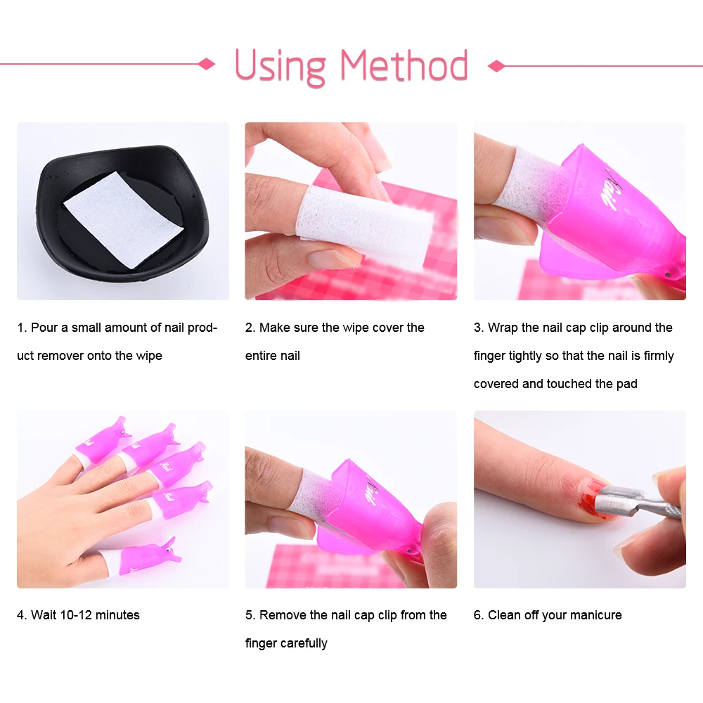Pooypoot-Nail-Polish-Remover-Set-10Pcs-Nail-Cap-Clips-with-900Pcs-Pack-Cotton-Gel-Removal-Wipes