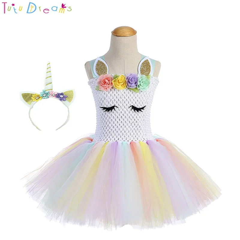 Buy Cute Girl Unicorn Tutu Dress With Pastel
