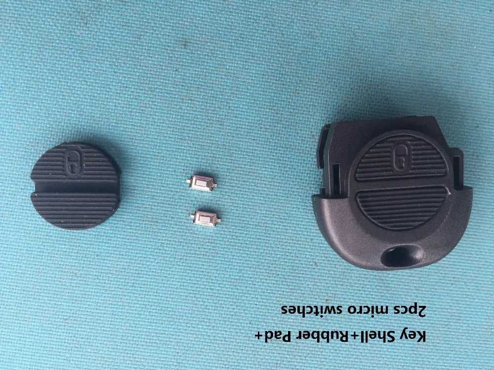 

1pcs Key Case+ 1pcs Rubber Pad+ 2 pcs micro swicthes For Nissan Micra Almera Primera XTrail 2 button remote key shell no logo