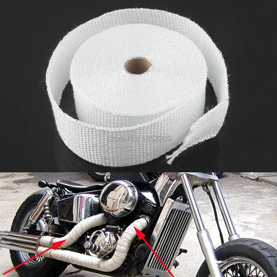 White 2in x 32.8ft Exhaust Pipe Heat Header Wrap Insulation Thermal