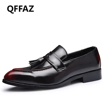 

QFFAZ mens black leather shoes Spring Men Dress Shoes Business Men Oxfords Classical Gentleman Shoes Retro Formal Shoes Tassel