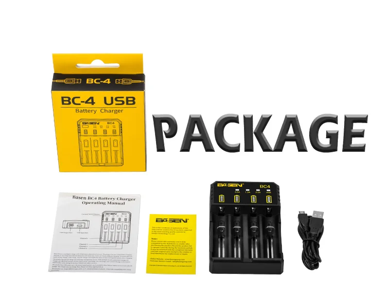 BC4 Basen Electronics rechargeable li-ion battery charger 4 slot intelligent 18650 battery charger INPUT OUTPUT _12
