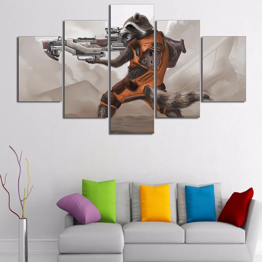 Unframed 5 Panels Guardians Of The Galaxy Canvas Print Home Decoration