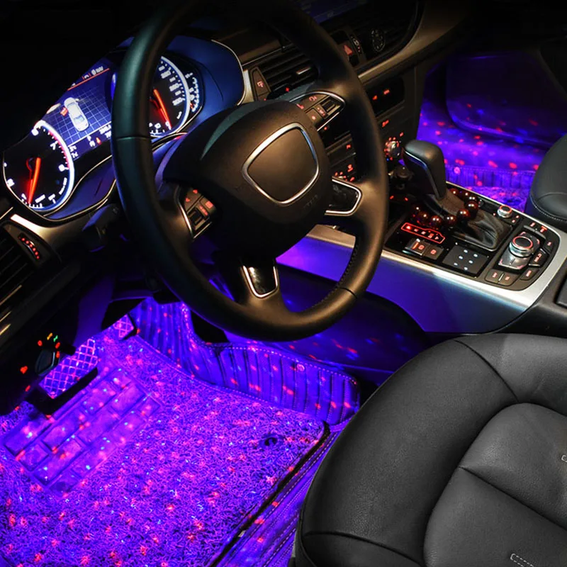 1 Набор USB LED Автомобильный атмосферный окружающий звездный свет RGB цветная