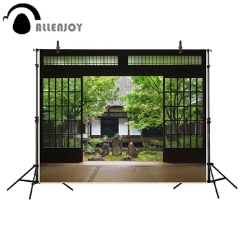 

Allenjoy photography backdrops Japan Tatami room Washitsu Asian style rockery courtyard backgrounds for photo studio vinyl