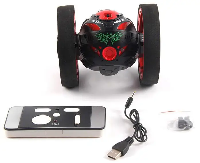 Mini Cars Bounce Car 2.4GHz RC Car with Flexible Wheels Rotation LED Light Remote Control Robot Car Toys for Gifts