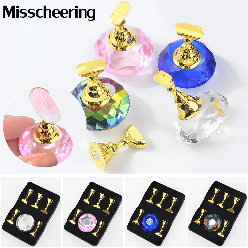 

1Set Magnetic Nail Holder Practice Training Display Stand Acrylic Crystal Holders Alloy False Nail Tip Salon DIY Manicure Tools