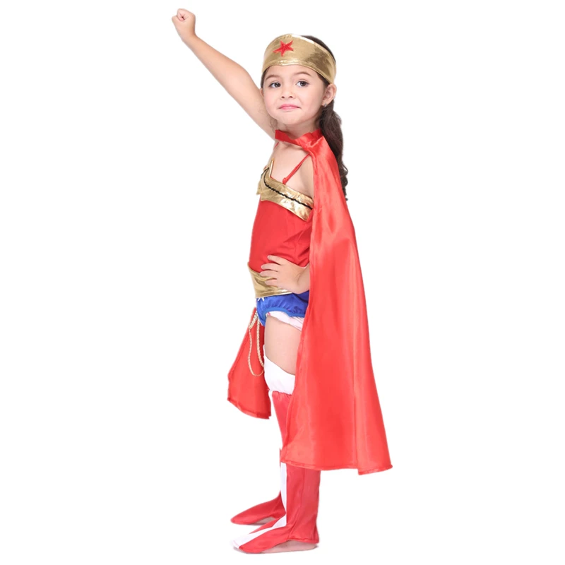 6pc child wonder woman costume halloween kids superhero costume with