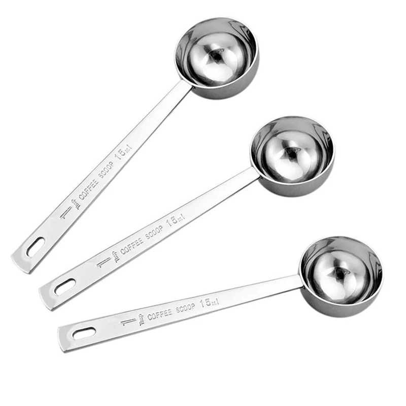 3Pcs Coffee Scoop Stainless Steel Spoon 15ml Measuring Scoop Spoon Milk