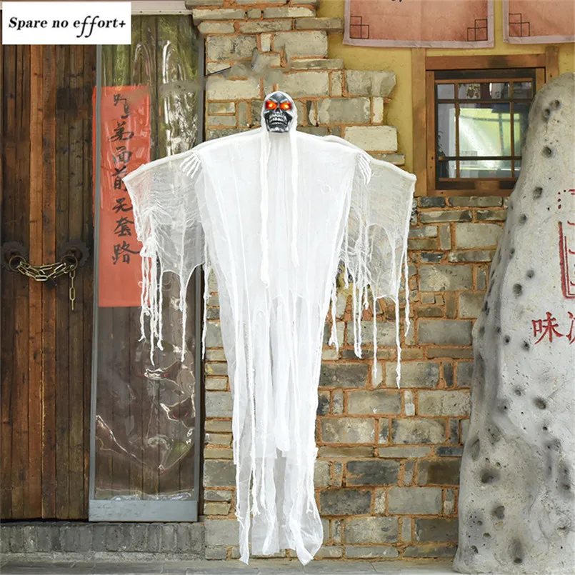 

Voice Control Electric Hanging Ghost with Wing Creepy Eyes Glowing Scary Sound Halloween Decoration Horror House Haunted Dolls