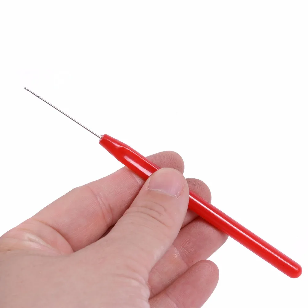 Hair Extensions Tool 6pcs Plastic Handle Hook Needle Threader Loop Pulling Needle For Micro Ring Hair Extension