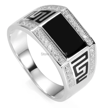 

Eulonvan Black Resin 925 sterling Silver wedding rings Jewelry & Accessories for men dropshipping S-3778 size 7 8 9 10 11 12 13