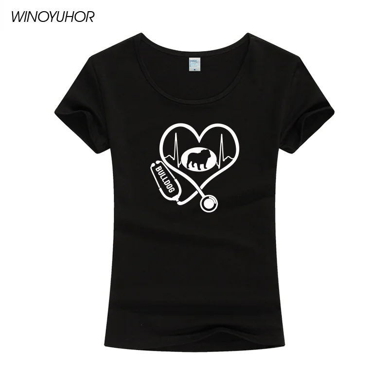 Heart Stethoscope Nurse Medical Field Profession Short Sleeve Women Top