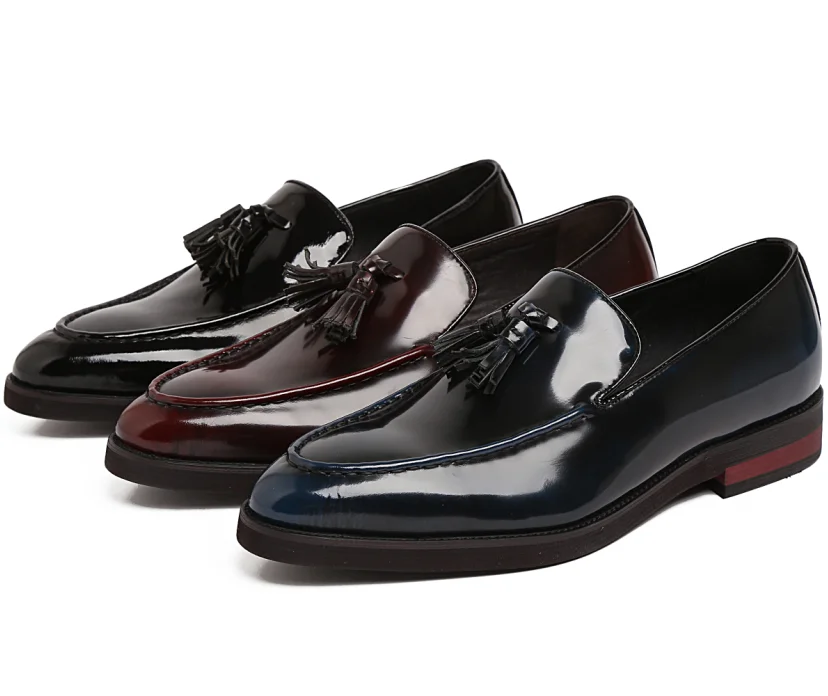 Father s font b Shoes b font Black wine red blue loafers font b mens b