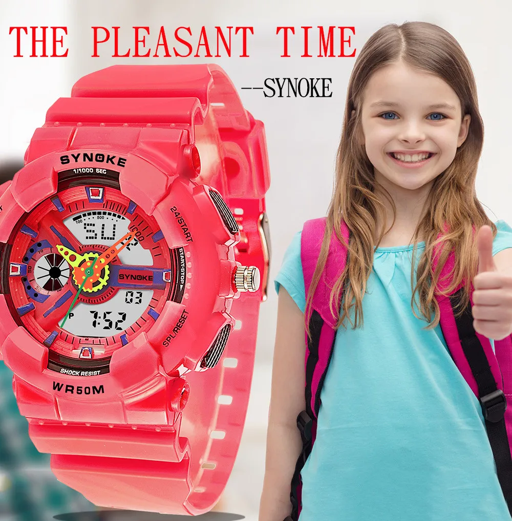 Практические мульти-Функция 50 м Водонепроницаемый часы светодио дный цифровой двойного действия часы детские часы цифровые электронные
