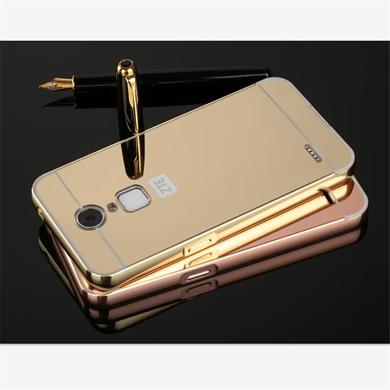 

For ZTE A1 Case Luxury Gold Plating Armor Aluminum Frame + Mirror Acrylic Case For ZTE Blade A1 Phone Back Cover