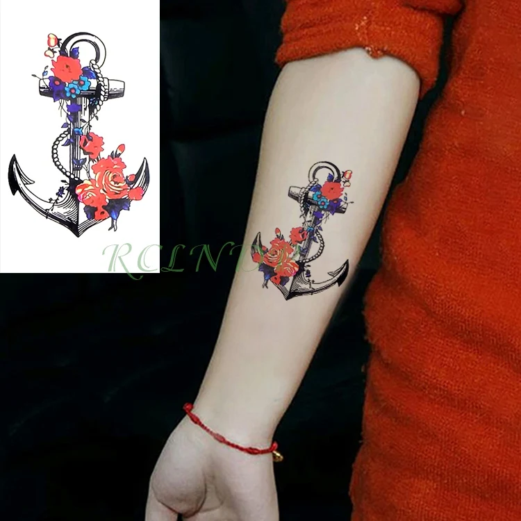Водостойкая временная татуировка наклейка морской пиратский якорь поддельные тату флэш-Тату татуаж запястье ноги рука для девушки женщины мужчины - Цвет: Смешанный цвет