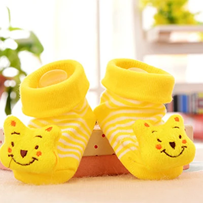 Горячая Распродажа, теплые уютные носки для новорожденных, 1 пара носков с рисунком кошки и клубники подходит для детей от 0 до 18 месяцев, зимние носки из хлопка нескользящие носки - Цвет: Yellow