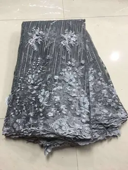 

African Beaded Lace Fabric 2018 High Quality Lace Material Wine French Lace Fabric Nigerian Tulle Mesh Lace Fabrics ZJ112