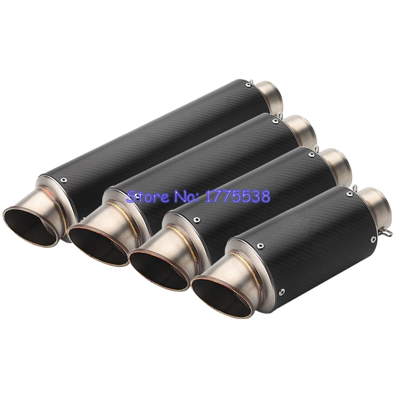 

ID:61mm Universal Motorbike Muffler Exhaust Real Carbon Fiber Motorcycle Exhaust Pipe Muffler Escape Damper with 61-51mm Adapter
