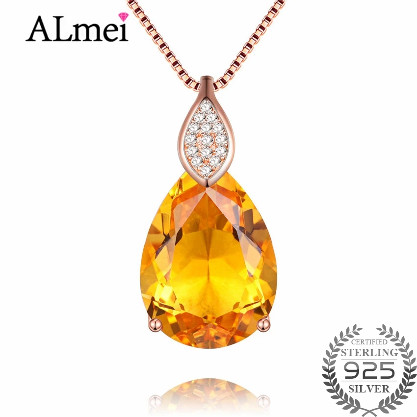 Almei 8ct каплевидный цитрин бусины 925 стерлингового серебра розового золота Цвет