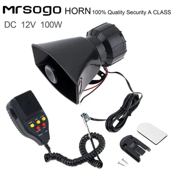 

100W 12V 7 Sounds Loud Car Electronic Warning Siren Horn Motorcycle Alarm Firemen Ambulance Loudspeaker Support MIC and Record
