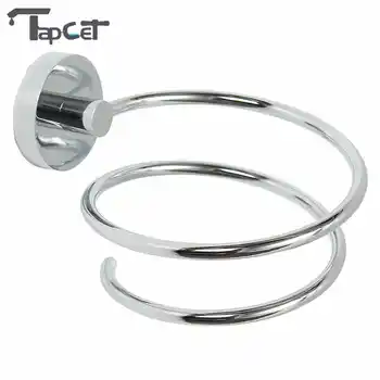 

TAPCET Chrome Finish Wall Mounted Hair Dryer Stand Hotel Bathroom Barbershop Shelves Shelf Storage Hairdryer Rack Holder Hanger
