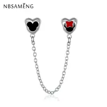 Настоящая серебряные бусины 925 пробы, мультяшная кристальная мышка, безопасная цепочка с Микки Маусом, оригинальный браслет Pandora, DIY, очарова...(China)