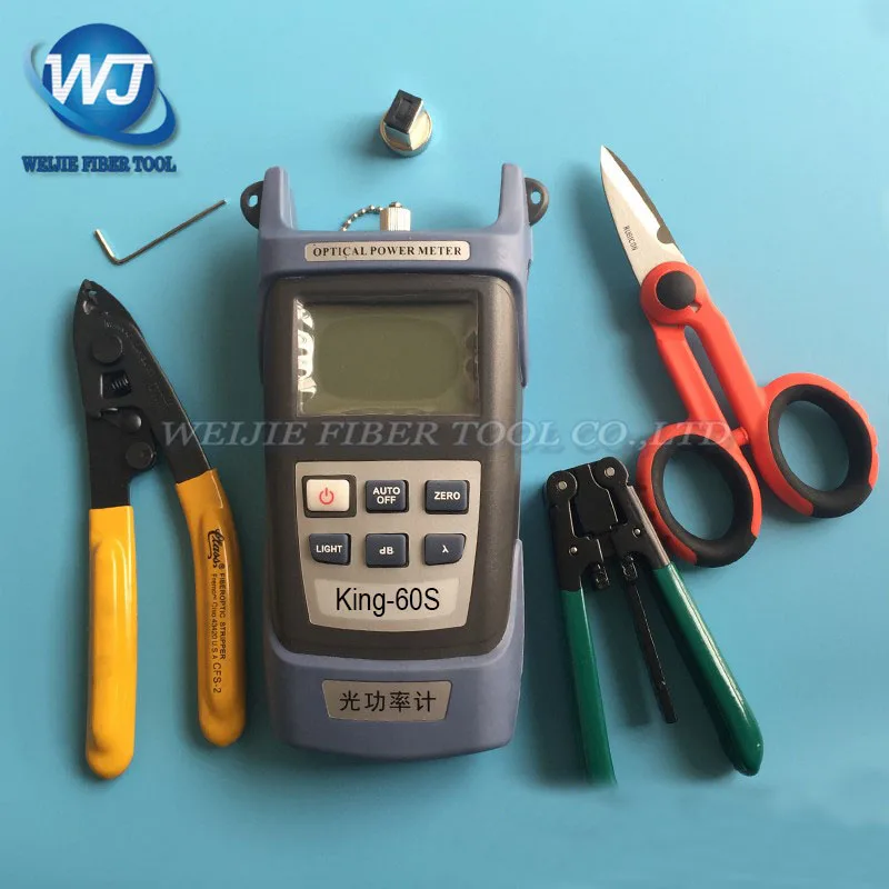 

5PCS RUBICON RCZ-527 Kevlar scissors+FTTH Outdoor cable strippers+CFS-2 Fiber stripping pliers+King-60SFiber optical power meter