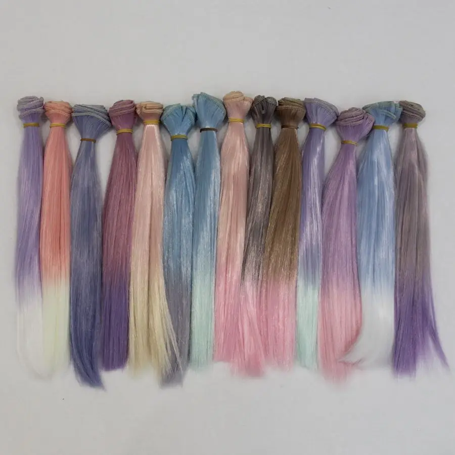 

Fashion Ombre Color 25*100cm Straight DIY Mini Tresses Doll Wig High-Temperature Material Hair Wig For BJD Doll Accessories