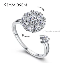 

S925 Sterling Silver Cubic Zirconia Open Wedding Rings for Women Creative Finger Spinning Ring Rotating Jewelry