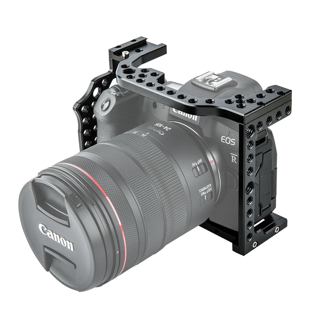 Aluminum Camera Cage Video Film Movie Making Rig Stabilizer for Canon EOS R with Cold Shoe Mount for Magic Arm Microphone Monitor