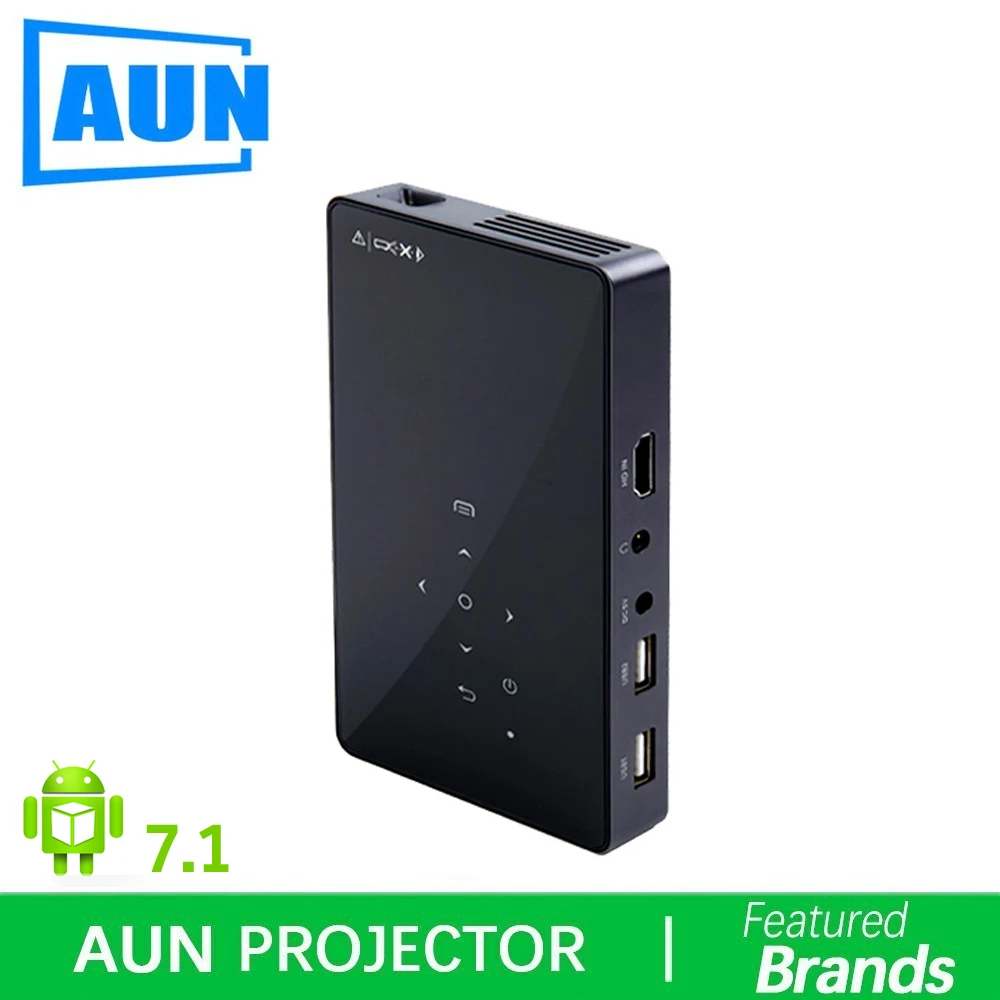 Brand AUN Android 7.1 Smart Projector(Optional 2G+32G Memory) with WIFI, Bluetooth MINI Video Projector (Optional D5 white). D5S